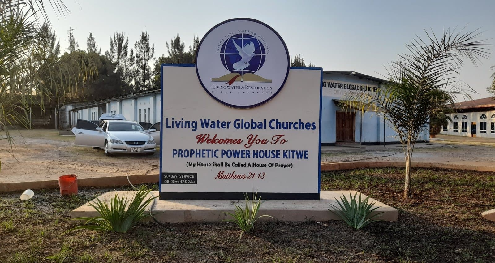 Freestanding church welcome sign built and installed by House of Cafeda